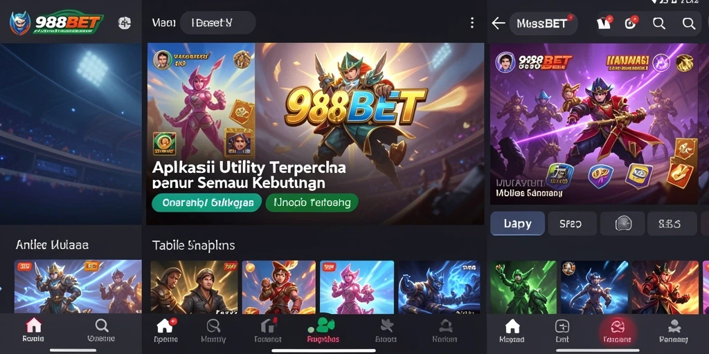 Screenshot utama 988BET menampilkan antarmuka aplikasi Utility yang user-friendly.