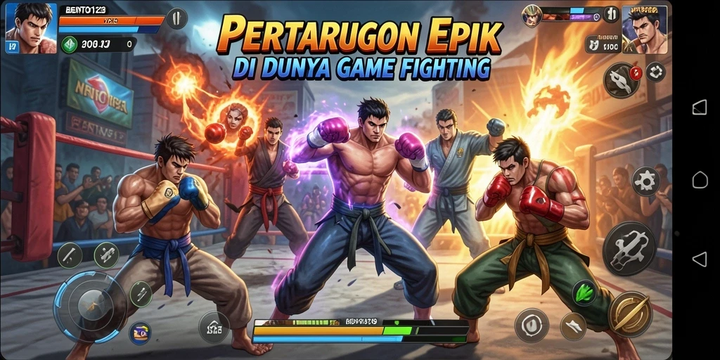 Tangkapan layar gameplay BENTO123 menunjukkan aksi pertarungan yang intens.