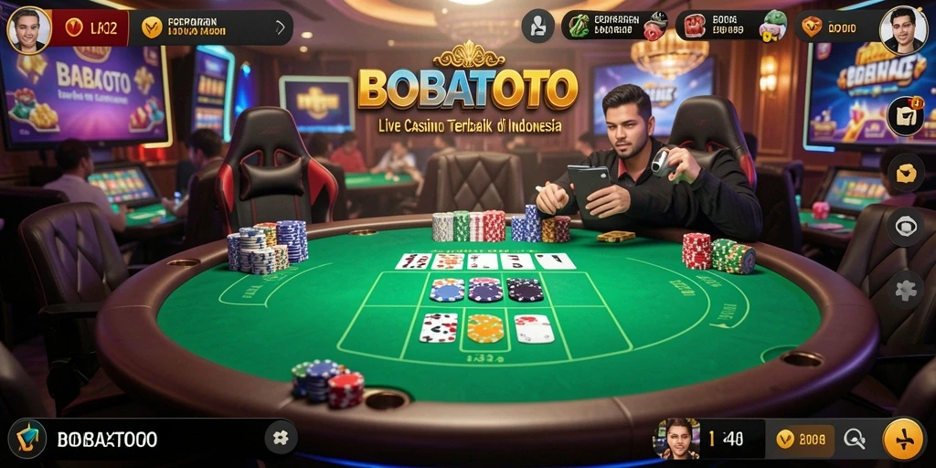 Tampilan utama gameplay BOBATOTO dengan dealer langsung yang menarik.