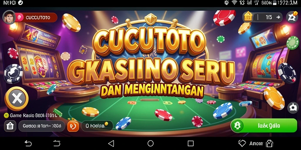 Screenshot permainan CUCUTOTO menampilkan grafik menawan dalam permainan Kasino.