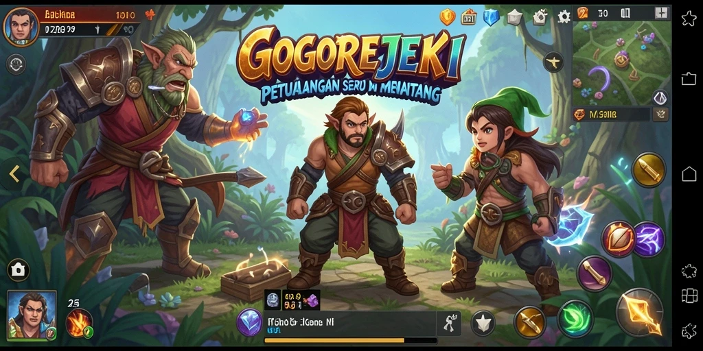 Screenshot GOGOREJEKI menampilkan karakter beraksi dalam pertarungan RPG yang menegangkan.