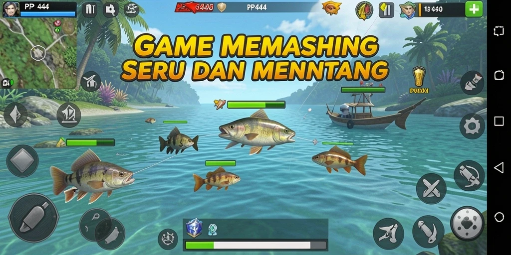 Tampilan gameplay PP444 yang menarik dengan suasana memancing yang realistis.